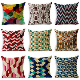 European Style Geometric Square Pillow Cover Cotton Linen Blend Home Decor Couch Chair Throw Pillow Cases Cushion Cover Xms Gift