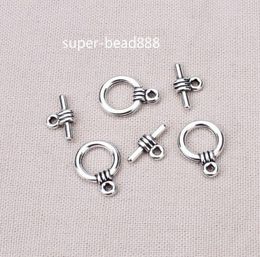 200set Tibetan Silver Connector Toggle Clasps Clasps Hooks Charm For Jewelry Making Bracelet 15x11mm