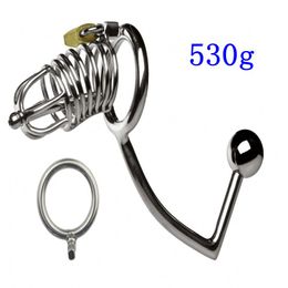 Chastity Male Chastity Devices Sex Toys New Arrival 530g Cock Cage With Anal Plug For Men Penis Sleeve Dick Lock Butt Plug