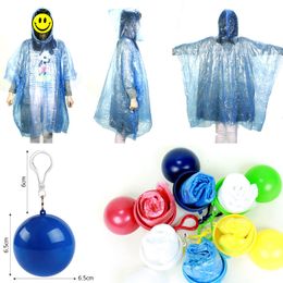 Disposable Emergency Raincoats Outdoor colorful Set of Portable Hook Poncho Ball F00562