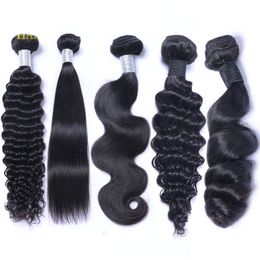 Brazilian Peruvian Malaysian Indian Virgin Human Hair Weave Bundles Body Wave Straight Loose Deep Wave Kinky Curly Remy Hair Natural Colour