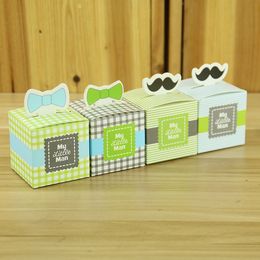 My Little Man Baby Shower Favor Holders Lovely Carino Whiskers Bow Tie Candy Boxes Birthday Party Regalo Scatole regalo Forniture da sposa