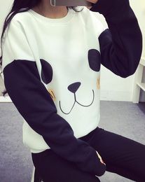 Hot Sale Kawaii Harajuku Sweatshirt Women Cartoon Panda Printed O-neck Long Sleeve Loose Fashion Causal Outwear 2017 New Hoodies