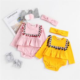 INS folk-custom romper cartoon baby tassel Jumpsuits kids Climbing clothes C3001