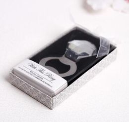 Wholesale 100pcs/lot Wedding favors gifts crystal diamond ring metal beer bottle opener