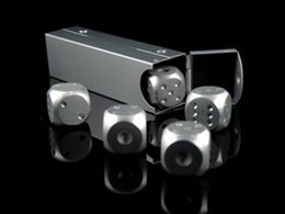 5pcs * 16mm Pure Aluminium Dice With Aluminium Alloy Rectangular Box Dice Set Party Drinking Games Gift Dices Sets Good Price 5pcs/set #S41