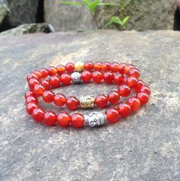 SN0393 Wholesale Buddha Bracelet Red Agate Mala Buddha bracelet fancy women silver buddhist bead bracelets Free Shipping