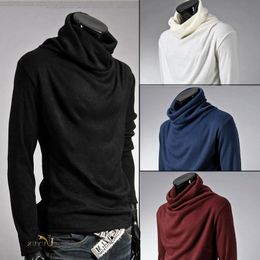 Wholesale-Mens knitted clothing Sweaters Pullovers Men Solid Sweater Male Outerwear Jumper Blusa Masculina Turtleneck Sweaters MQ208