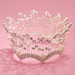 European Bride Tiaras Baroque Luxury Rhinestone Crystal Crown The Queen Diamond Hair Princess Silver with Blue Shining Hair Accessories LD10