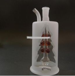 Glass pipes Glass bubbler Glass glass oil rig Glass bongs Double Transparent Christmas tree JH052-Red ball