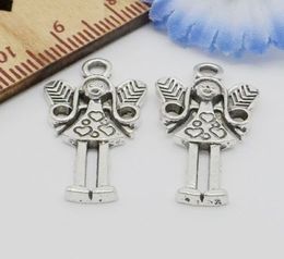 Free Ship 100Pcs Antique Silver fairy angel Charms Pendant For Jewellery Making 25x14mm