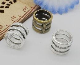 100Pcs Antique Silver Bronze Big Hole Spacer Beads For Jewelry Makings Craft 10x8.5mm