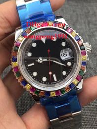 men Watches 43mm 116655 black dial Custom Diamond bezel Rubber Bands Asia 2813 Movement Mechanical Automatic Mens Watche