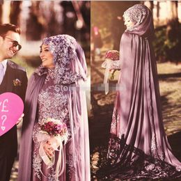 Saudi Arabian Arabic Formal Evening Dresses with Cape Cloak Hijab Turkish Islamic Traditional Clothing Party Dress Chiffon Dubai Kaftan