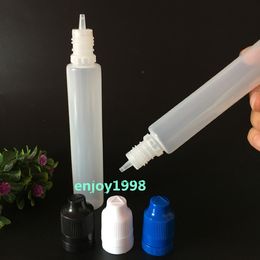 1000pcs Bottles 30ml PE E-Liquid Bottle with Colourful Child Proof Lids and Long Thin Tips Pen Shape Bottle DHL Free