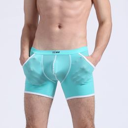 Men's Underwear Boxer Shorts underpant Thin-ice Silk Real Pockets Leg Man Long Fashion Comfort Breathable Mens Boxers Underwaer Slip Panties