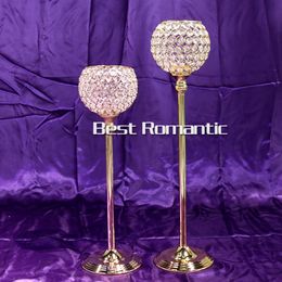 Tall slive/gold Crystal Candle Holder Candelabros Elegant Ball Wedding Centrepiece Wedding Table Decor for LED Tea Lights/ Flower