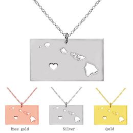 3 Colour map necklaces pennsylvania & Hawaii State Necklace stainless steel pendant necklace Jewellery accessories Necklace With A Heart