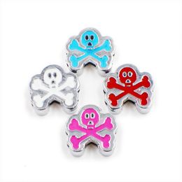 50pcs 8mm slide charms Halloween skull wholesales DIY charms SL120 Internal Dia.8mm fit 8mm band wholesales free shipping