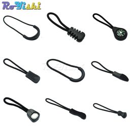 100pcs lot Zipper Pulls Cord Ends Strap Lariat Black For Apparel Accessories