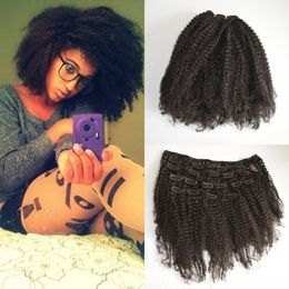 Afro Kinky Curly Clip In Human Hair Extensions G-EASY Curly Human Hair Brazilian Virgin Hair Clip In Extension