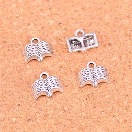 140pcs Antique Silver Plated book Charms Pendants for European Bracelet Jewellery Making DIY Handmade 11mm