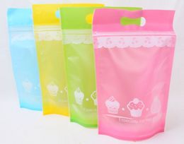 cute cakes 100Pcs/lot Self Sealing zipper Lock Gift Wrap Plastic Bags 15.3*24cm zip bag