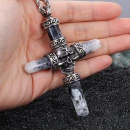 New Arrival Style 316L Stainless Steel Biker Large Cross Resin Pendant Vintage Jewelry with 4mm* 22" Necklace Chain