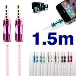 Aluminium Braided 3.5mm Stereo AUX Auxiliary Audio Cable Extended 1M 1.5M Woven wire for iphone 6S Samsung S7 MP3 MP4 speaker computer