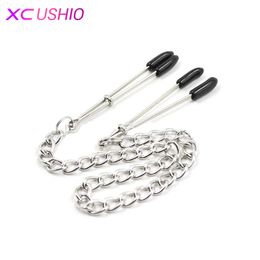 Stainless Steel Long Chain Nipple Clamps Tweezers Erotic Novelty Adult Games Breast Clips Adult Flirting Sex Toys for Couples 0701