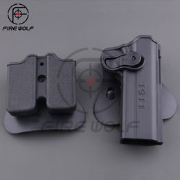 1911 Gun Holster Polymer Retention Roto Holster and Double Magazine holster Fits 1911 Style Airsoft Tactical