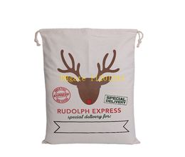 50pcs/lot Free Shipping 50*70cm Large Canvas Santa Sack Color Elk Organic Heavy Canvas Christmas Gift Bags Drawstring Bag CR1