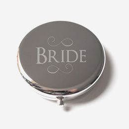 Personalised Compact Mirror Silver Engraved On Mirror Cosmetic magnifying Pocket Mirror Favors Wedding Gift #M065P DROP SHIPPING