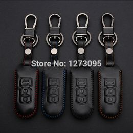 Leather Car Key Cover Case for Mazda 3/6 2014 2015 CX-3 CX-5 CX-7 CX-9 3 Buttons Remote Key Holder Bag Keychain Accessories