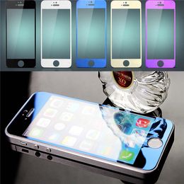 explosion proof boxes NZ - Colorful Tempered Glass Explosion Proof For Iphone 6 6s plus 5 5s 5c SE Color Plating Screen Protector Mirror Film guard With Retail Box