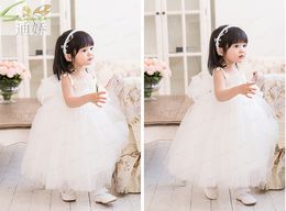 2016 New Arrival White Tulle Pretty Flower Girl Dresses Real Party Pageant Communion Baby Girl Infant Dress free shipping