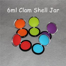 hot selling clam jar 6ml acrylic silicone containers acrylic clam shell jars silicone bongs silicone wax containers free dhl