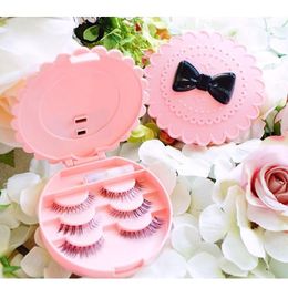 Wholesale- Acrylic Cute Bow False Make Up Cosmetic Eyelashes Storage Case Bow Makeup Plastic Box Home Tools
