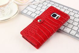 100pcs Fashion Crocodile Aligator Snake Leather Wallet Phone Case for Samsung galaxy s7 G9300 Stand Holster Holder Skin Case