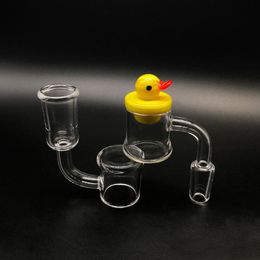 DHL Free!!XL Flat Top Evan Shore Quartz Banger 2mm Thickness 10mm 14mm 18mm with Yellow Duck Glass Carb Cap For Glass Bongs
