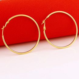 Circle Earrings 18k Yellow Gold Filled Large Hoop Earrings Smooth Style