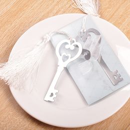 baby bookmarks Canada - "A Key To Your Heart" Metal Bookmark with Tassel Wedding Baby Shower Party Birthday Favor Gifts