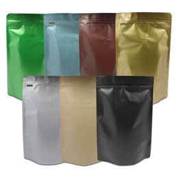 20pcs/lot Resealable Colourful Zip Lock Stand Up Aluminium Foil Pouches Mylar Ziplock Bags Coffee Bean Packaging Bag with Valve