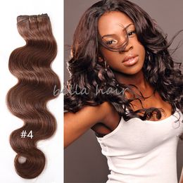 8A Body Wave 4pcs/lot Brazilian Malaysian Indian Peruvian Dark Brown Black Hair Weave Human Hair Weft free shipping Bella Hair