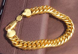 Massive 14k Gold Heavy Thick Men Curb Link Chain Bracelet Double 23 cm 100% real gold not solid not money 217p