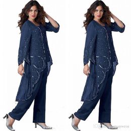 Azul mãe marinha de noiva calça ternos para casamentos frisado plus size vestido do noivo com jaqueta especial ocn mães roupa vestuário s