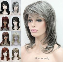 free shipping beautiful charming hot Fashion 9 colors Layered Women Ladies Medium Long Natural Daily wig Hivision E-3009A