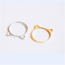 Fashion jewelry 18k gold plated silver ring cute cat ear rings for women Wholesale Free Shipping