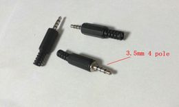 500PCS 3.5mm 4 pole Stereo solder Audio Male Plug Jack connector black