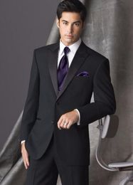 New Design Two Button Black Groom Tuxedos Groomsmen Men's Wedding Prom Suits Custom Made (Jacket+Pants+Tie) two-piece